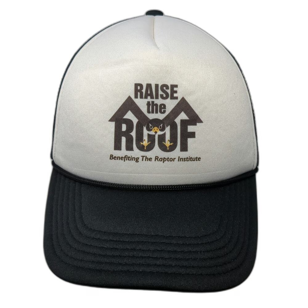 Raptor Institute Raise the Roof Black White Trucker Hat One Size Mesh Snapback